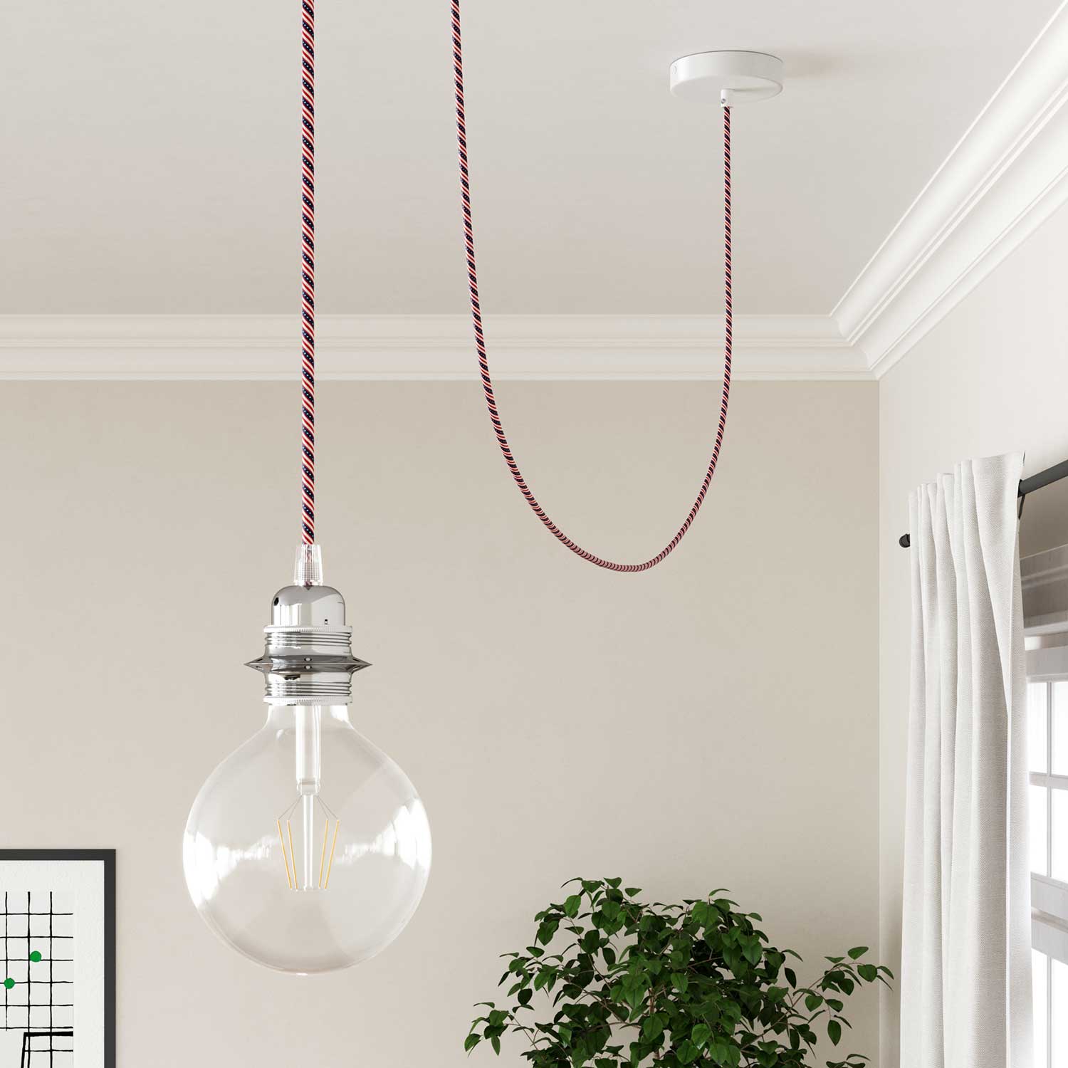 Round Electric Vertigo HD Cable covered by Washington fabric ERM45