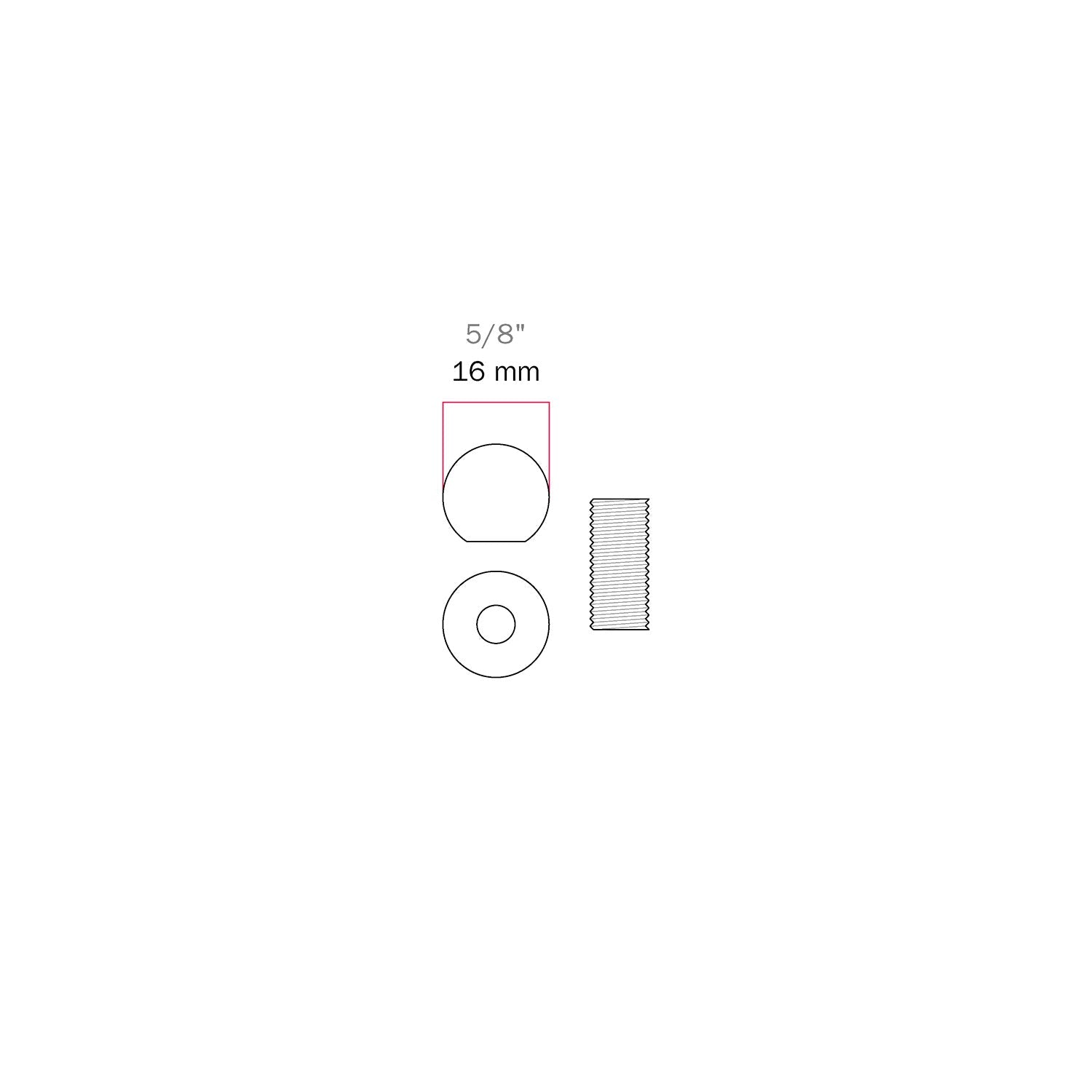 Sfera decorativa terminale in metallo cromato Ø 20 mm - Filetto cieco M10x1 con ghiera