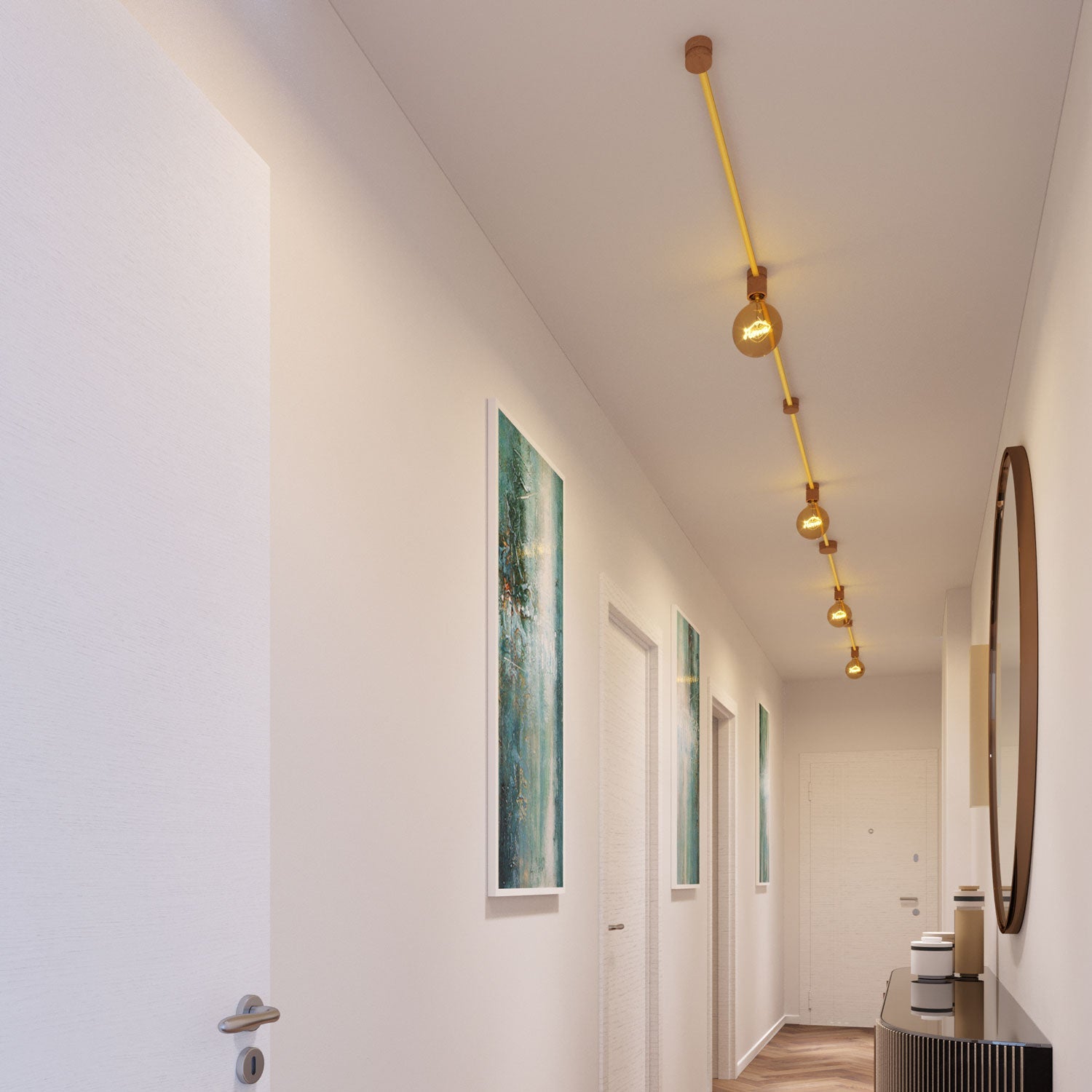 Sistema Filé Symmetric Kit - con cavo CM10 di 5 m per catenaria e 9 componenti in legno per interni