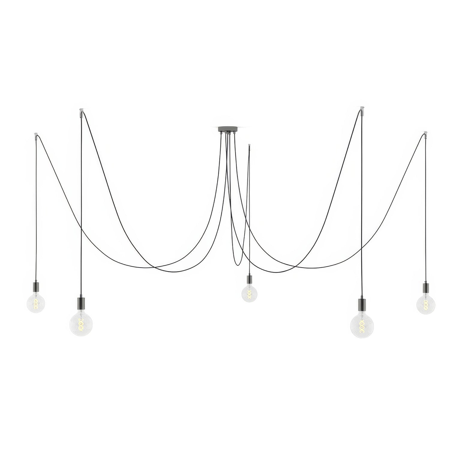 Spider - Multiple pendant lamp with 5 drops, metal finish - Black pearl