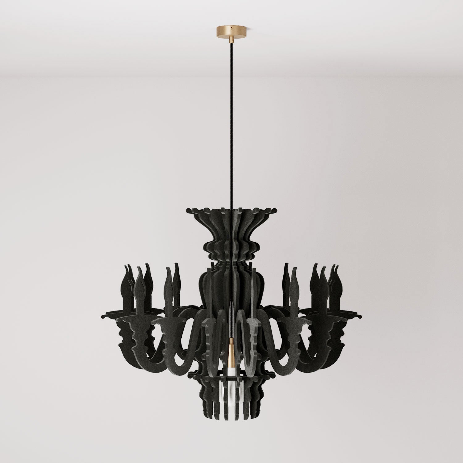 Suspension Lamp with Classic SHHANDELIER Shade Made of Sound-Absorbing Material - Black melange