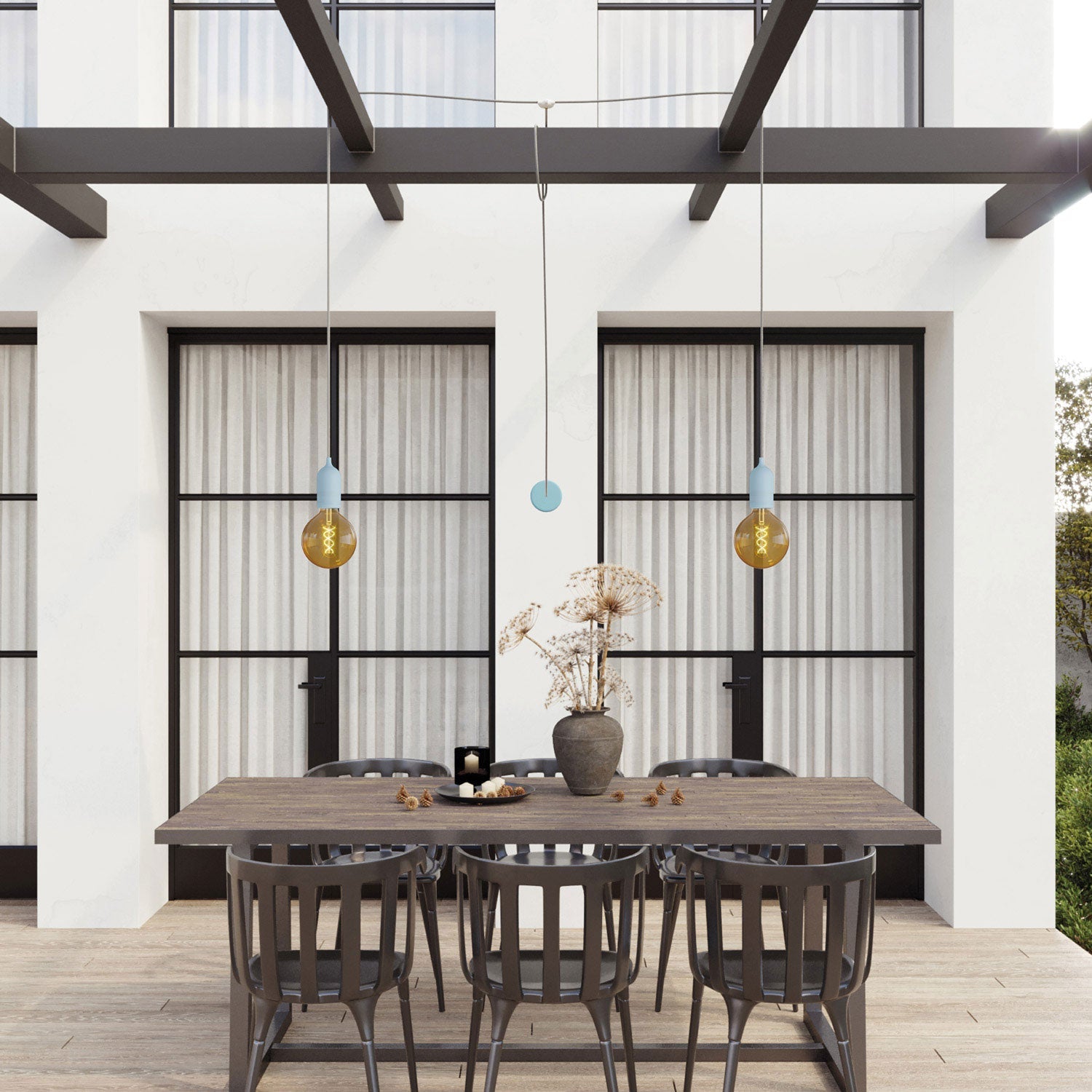 T-Snake EIVA Outdoor lamp for wet locations with 2 lights with canopy - Soft blue