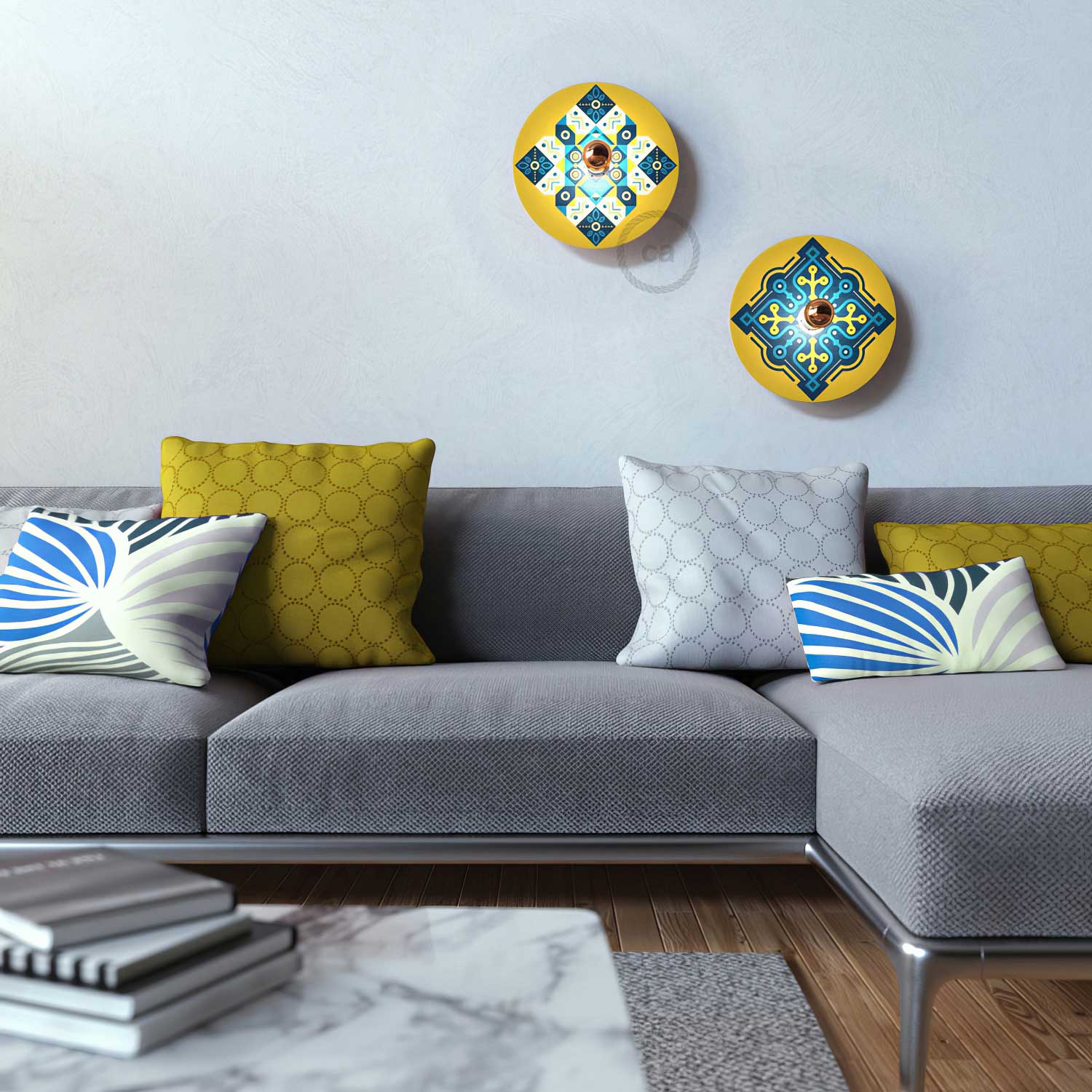 UFO Paralume in legno Special Edition Illustratori Italiani, double face, diametro 33 cm - ODD