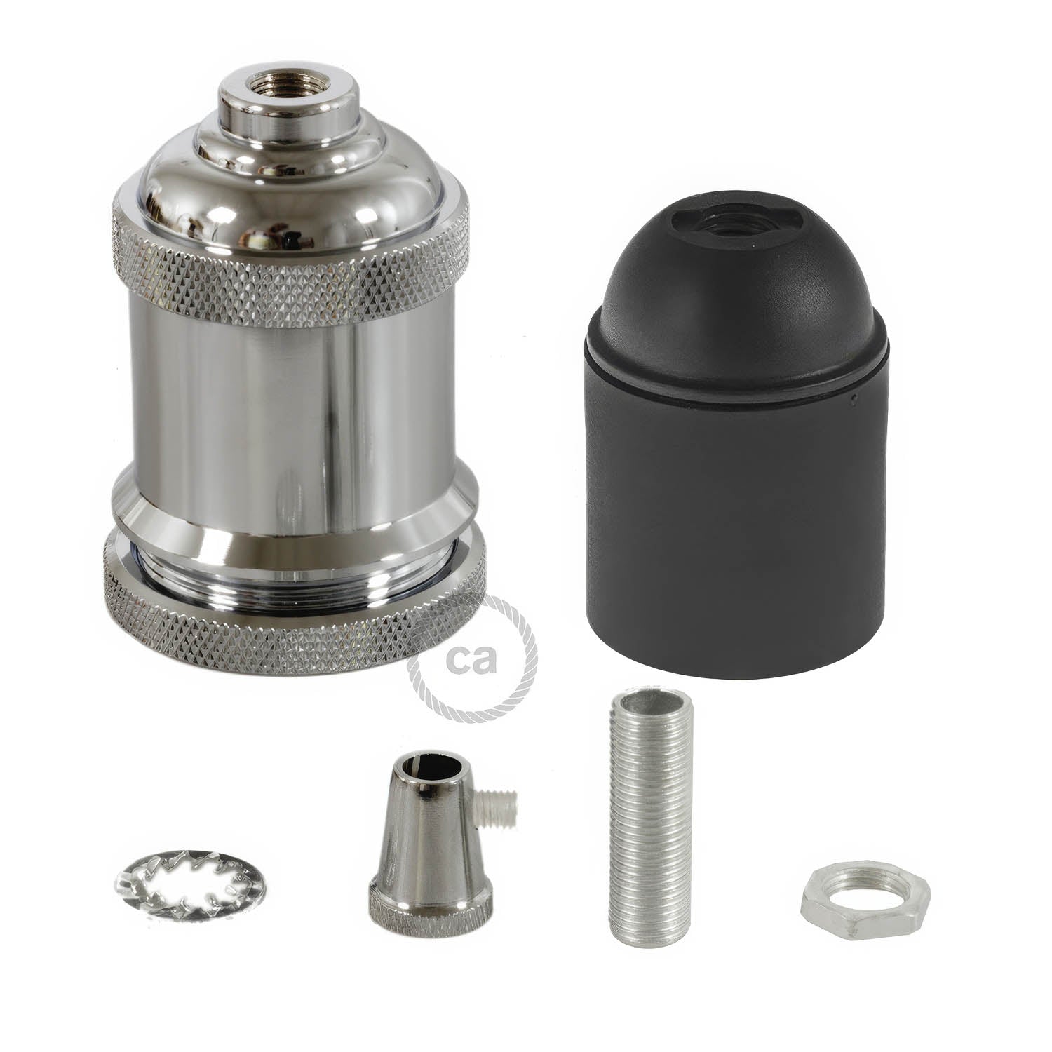 Vintage Style - single ferrule E26 light bulb socket kits - Chrome