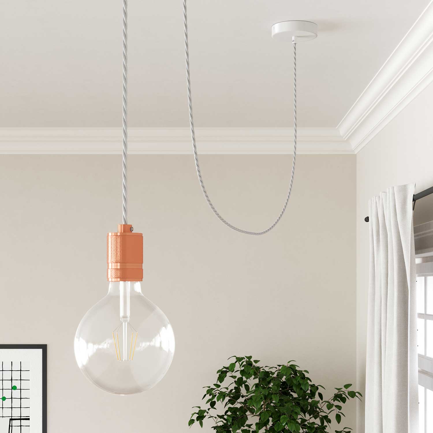 White Cotton covered Twisted electric cable - TC01